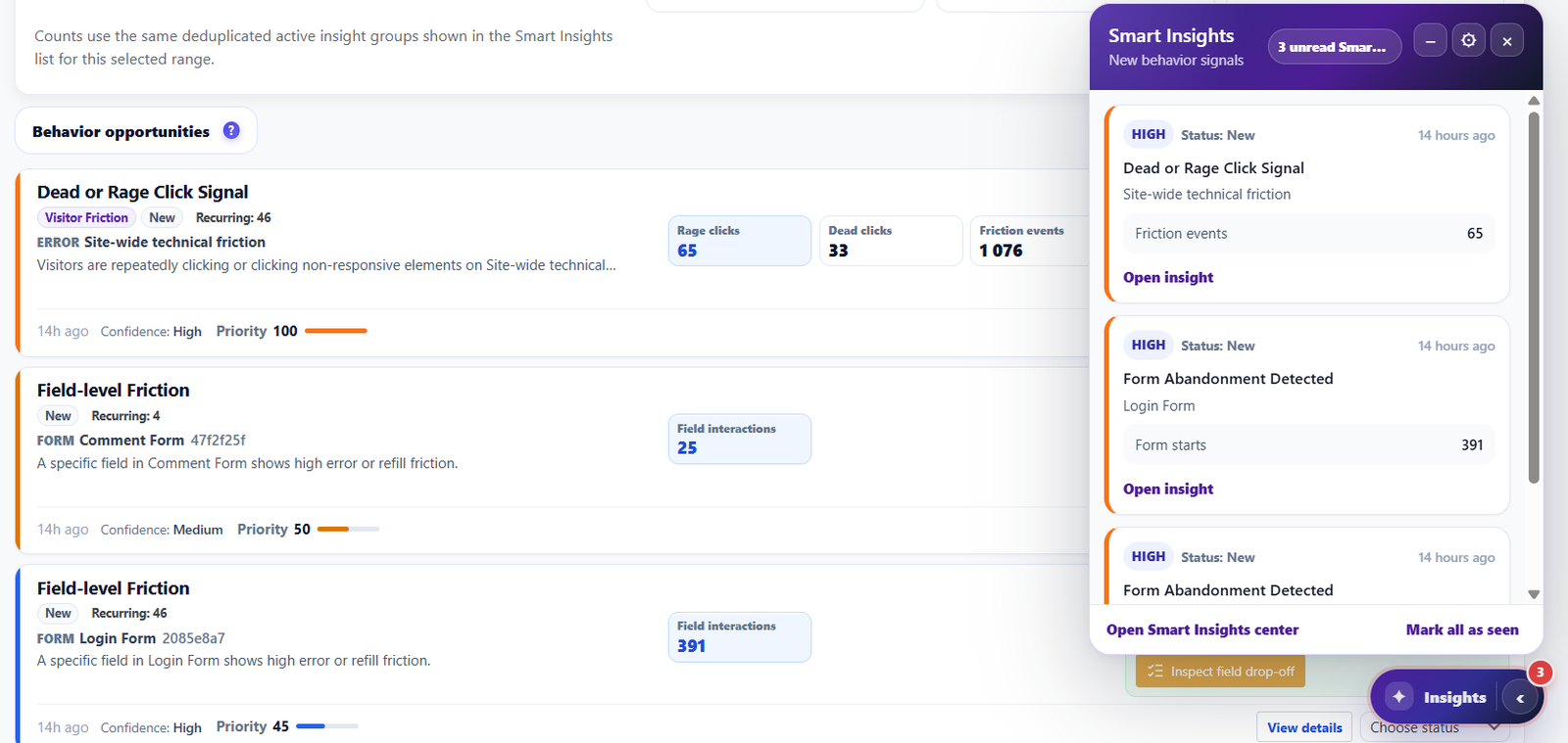 Lanzador de notificaciones de Smart Insights para recomendaciones de alta prioridad Lanzador de notificaciones de Smart Insights para recomendaciones de alta prioridad