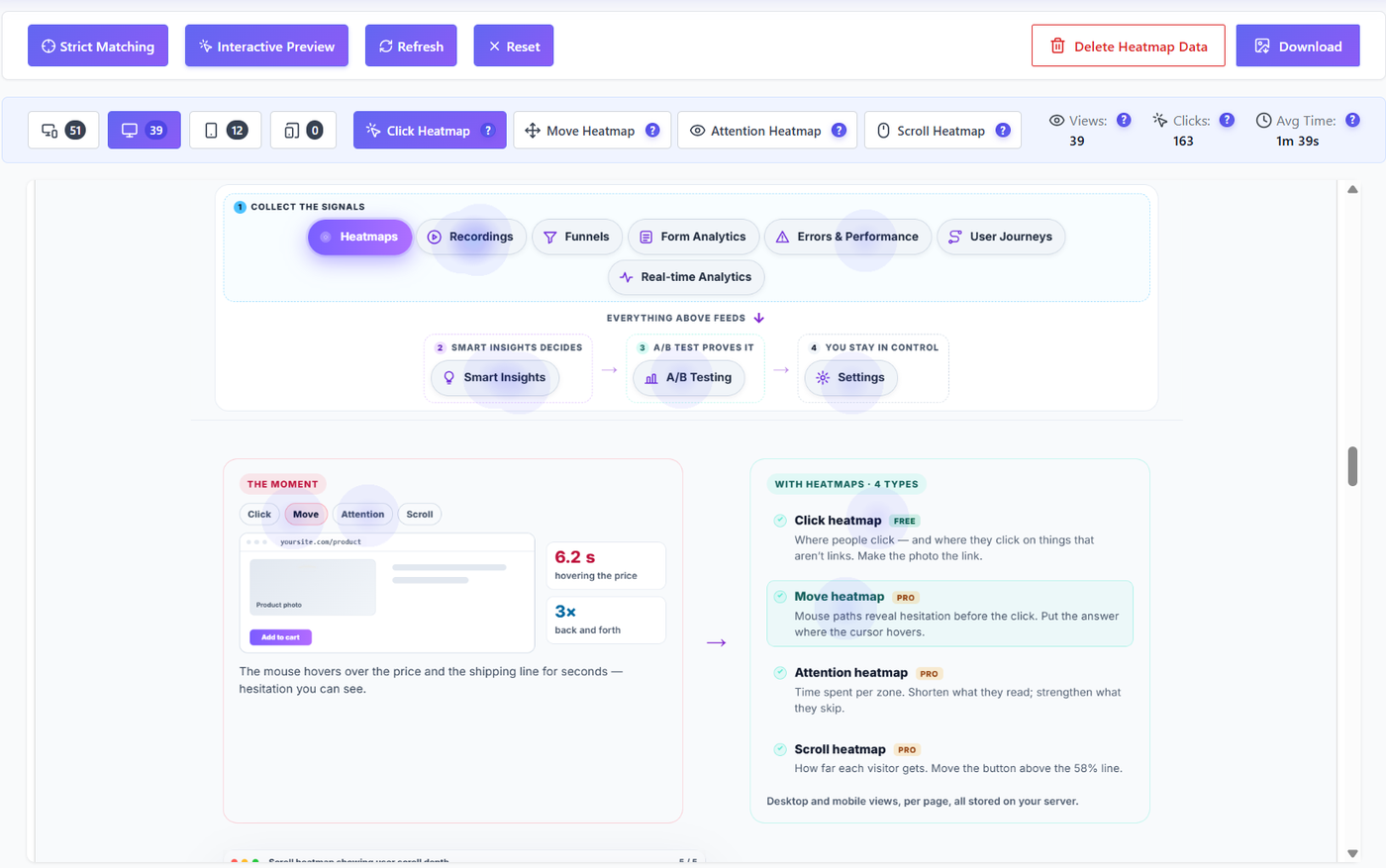 WooCommerce Analytics: Shop - Opti-Behavior 11 Click heatmap over a page