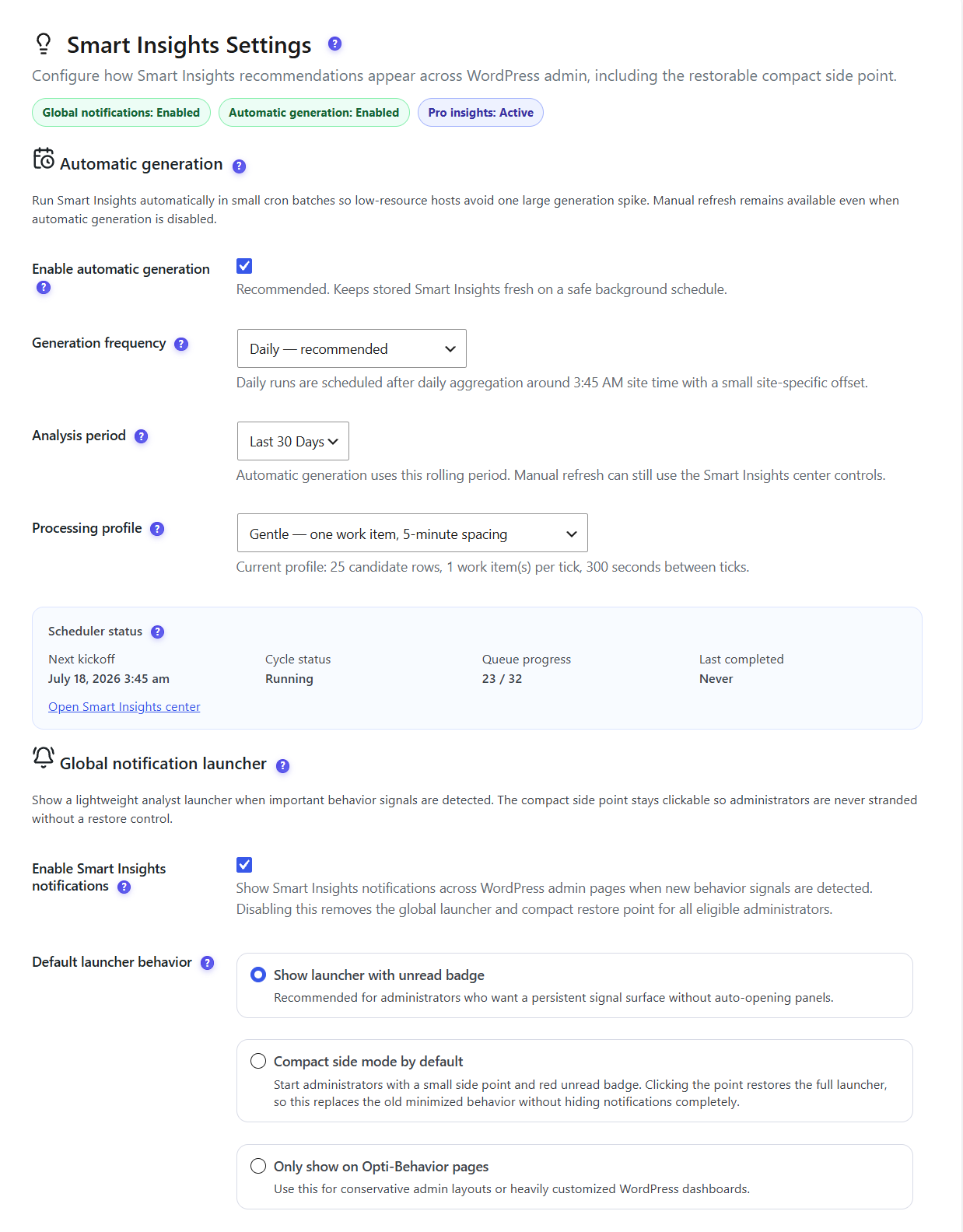 Filtros de Smart Insights por categoría de gravedad y confianza del estado del periodo Filtros de Smart Insights por categoría de gravedad y confianza del estado del periodo