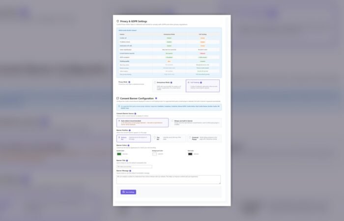 Opti-Behavior GDPR and privacy settings for consent-aware WordPress analytics