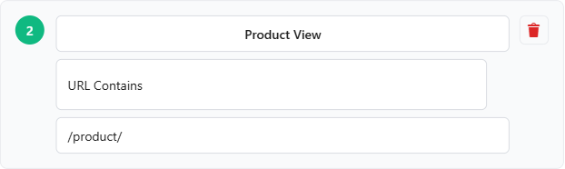 The 6 URL matching rules explained 1 A funnel step row showing the match-type selector set to URL Contains with the pattern field below it