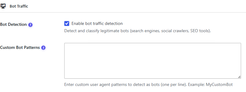 Traffic classification: human, bot, and spam 1 Bot Traffic detection setting with the custom bot patterns field