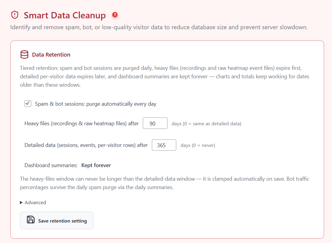 155,000 Sessions in 90 Days on 6 MB of Database Growth a Day 6 Smart Data Cleanup / retention settings
