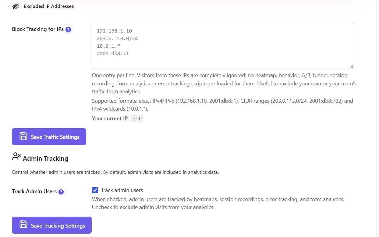 How to Add a Heatmap to WordPress: Step-by-Step Setup (Free) 2 Exclude your own IP address from the WordPress heatmap