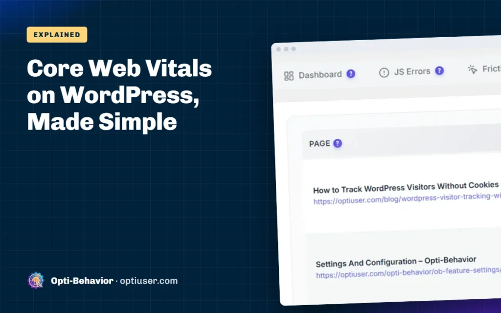 Core Web Vitals on WordPress, Made Simple - Opti-Behavior blog cover