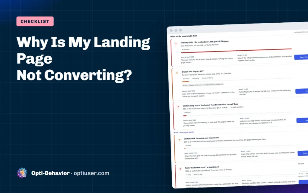 Why Is My Landing Page Not Converting? - Opti-Behavior blog cover